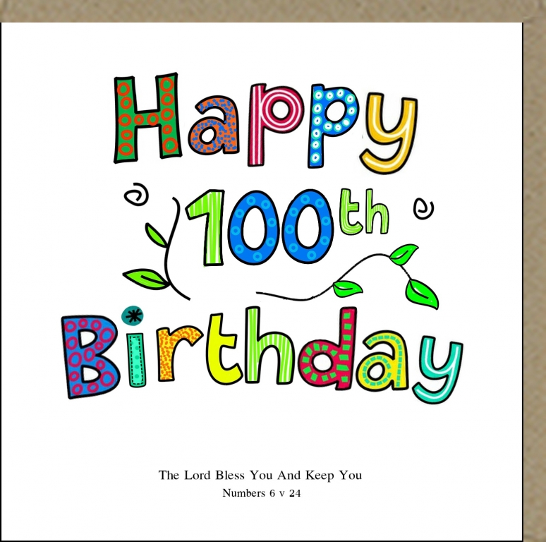 Greeting Card - Happy 100th Birthday - The Christian Shop