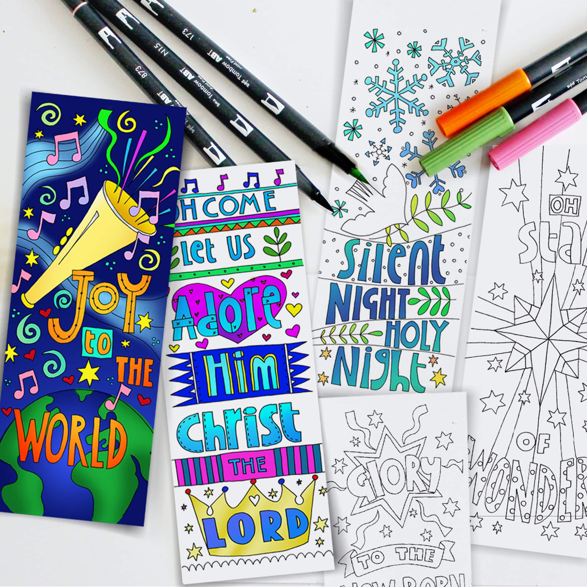 10 Christmas Colouring Bookmarks 2022