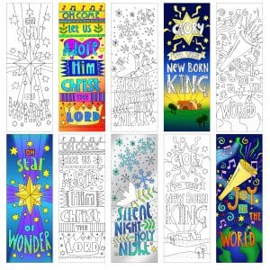 10 Christmas Colouring Bookmarks 2022
