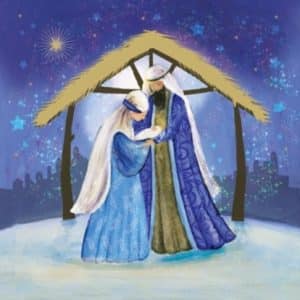 Holy Family Blue Christian Christmas Cards