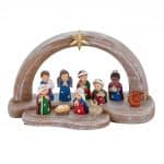 Ten-Piece Childlike Nativity Set with Lighted Arch Base