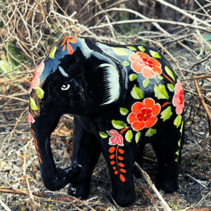 Black Floral elephant.png